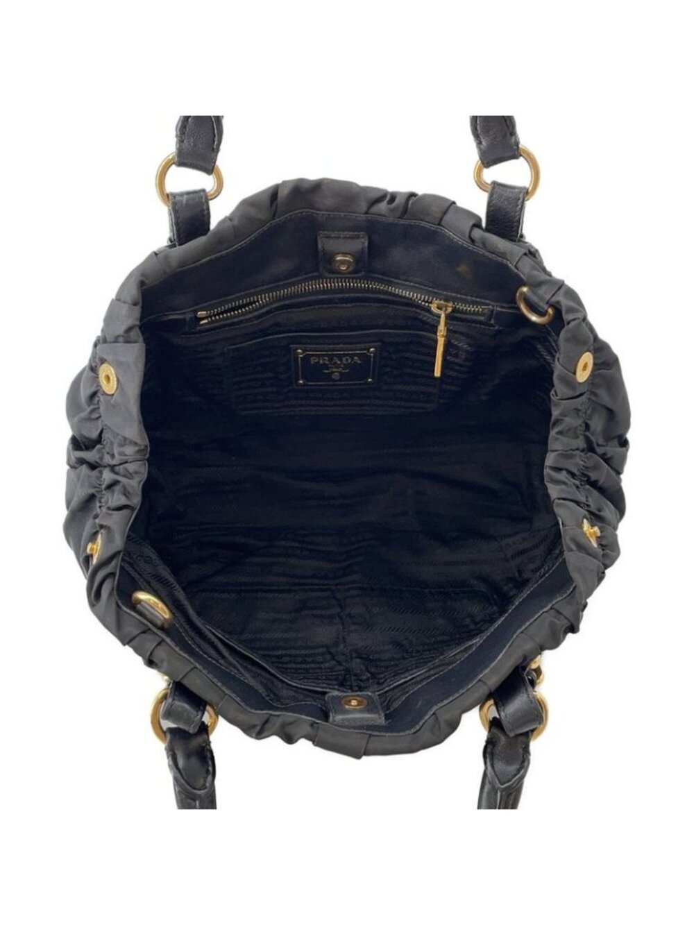 Prada Tote Gathered Nylon 2-Way Black - Picture 6 of 10